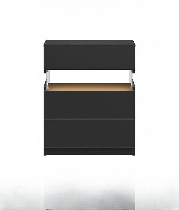 Nachtkastje met LED - Kast - Tafel - Slaapkamerdecoratie - Opbergruimte - 60 cm x 37 cm x 50 cm - Zwart
