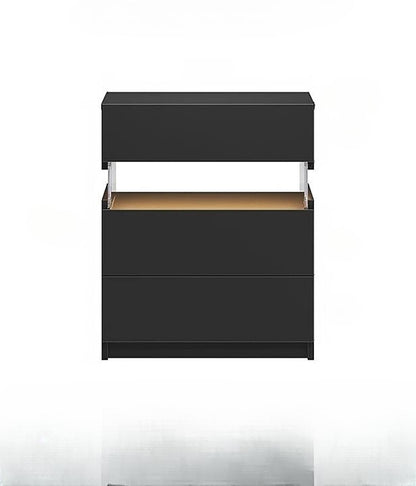 Nachtkastje met LED - Kast - Tafel - Slaapkamerdecoratie - Opbergruimte - 60 cm x 37 cm x 50 cm - Zwart