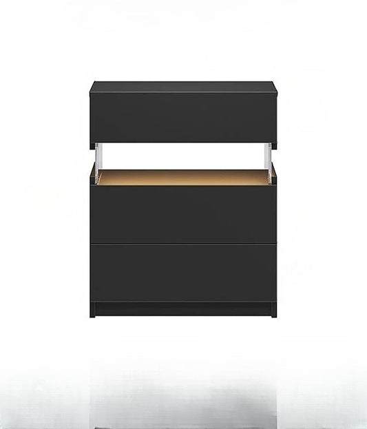 Nachtkastje met LED - Kast - Tafel - Slaapkamerdecoratie - Opbergruimte - 60 cm x 37 cm x 50 cm - Zwart