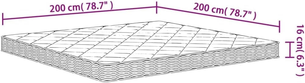 vidaXL Schuimmatras middelzacht 200x200 cm, tweepersoonsmatras, tweepersoons matras, matras schuimrubber, foam matras, matras schuim