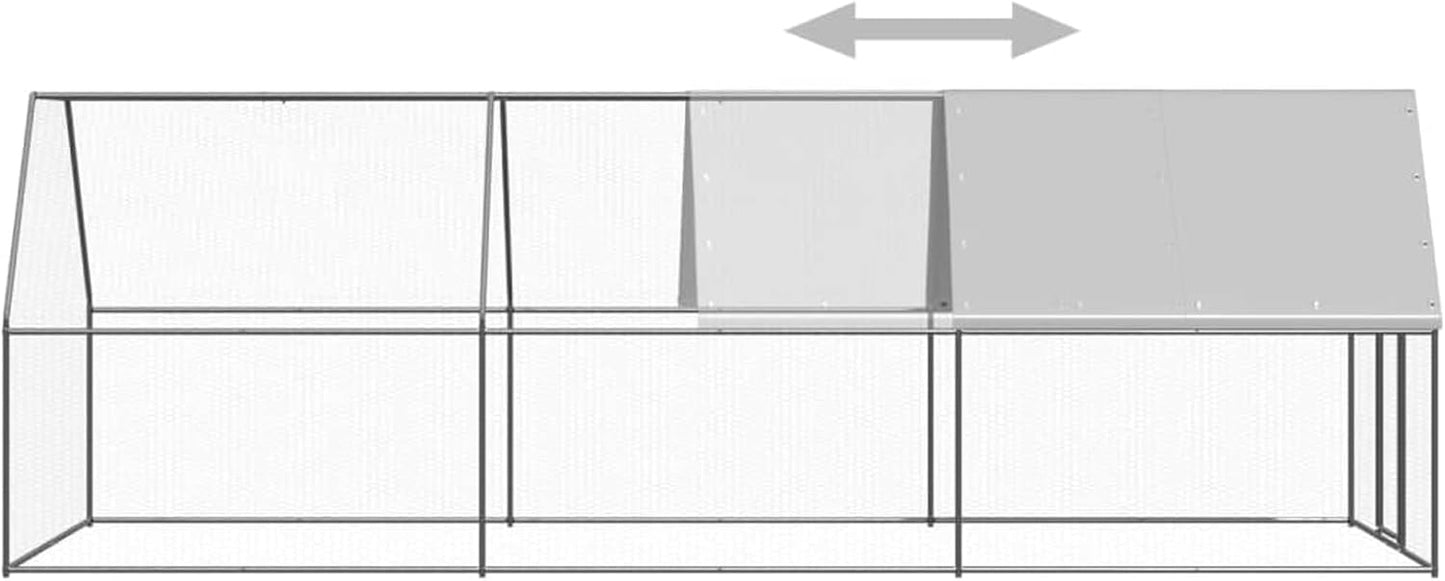 Kippenhok, kippenhok, vrijloopverblijf, kippenhok, kippenren voor kippen, kleine dieren, gevogelte, deur met slot, 2 x 6 x 2 m, verzinkt staal