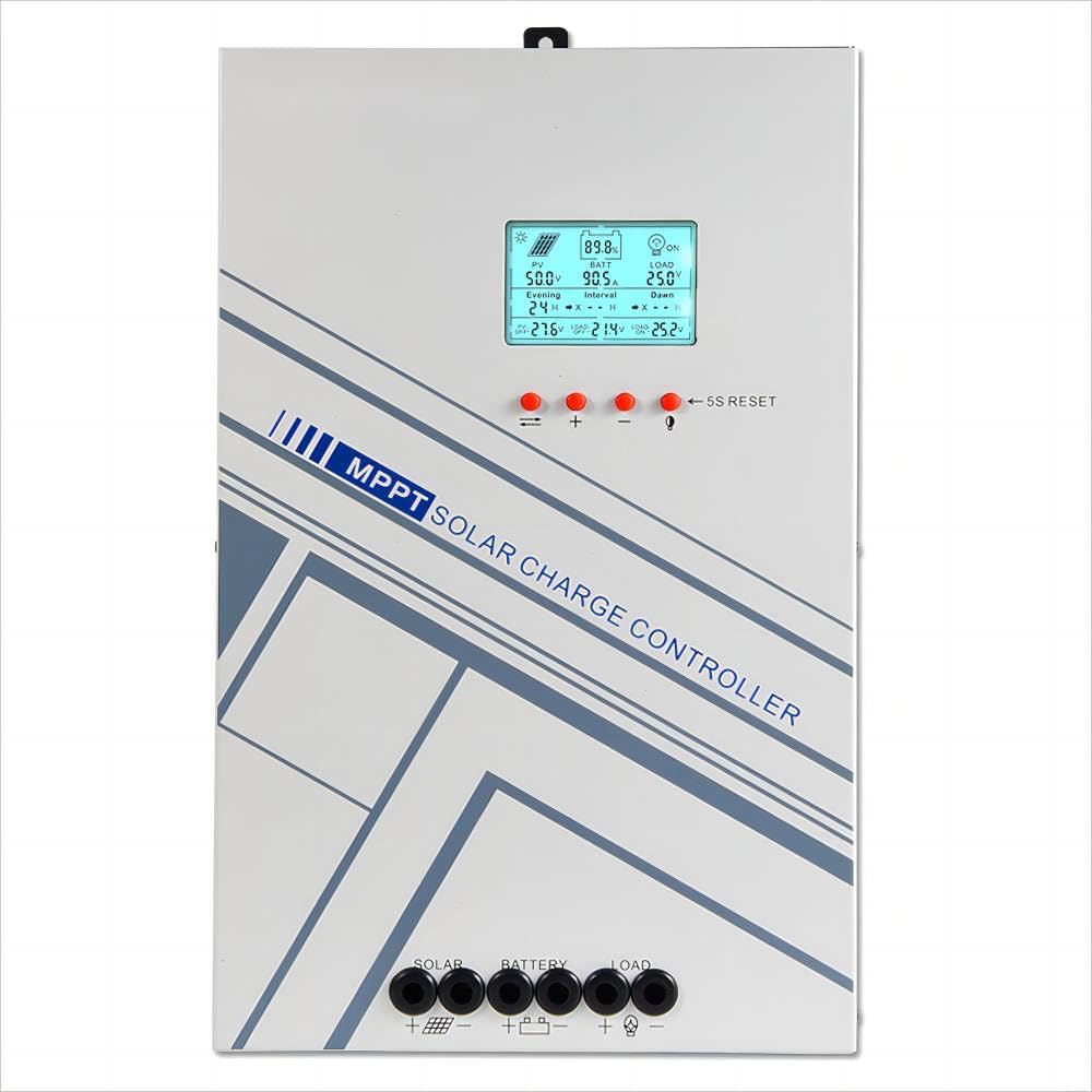 Yoving 100A MPPT Solar Charging Controller 24V 12V Auto Max 100V 2500W DC Zonnepaneel Regulator Charge Controller met LCD-display en temperatuursensor, werkt voor verzegeling, gel, floded en lithium.