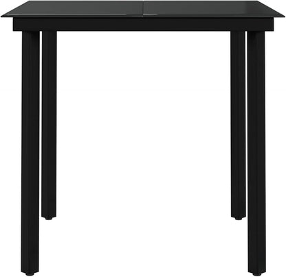 Eetkamerset voor de tuin, 3-delig, grijs en zwart, eetkamerset, eetkamer voor buiten, tuinmeubelen - QUORE