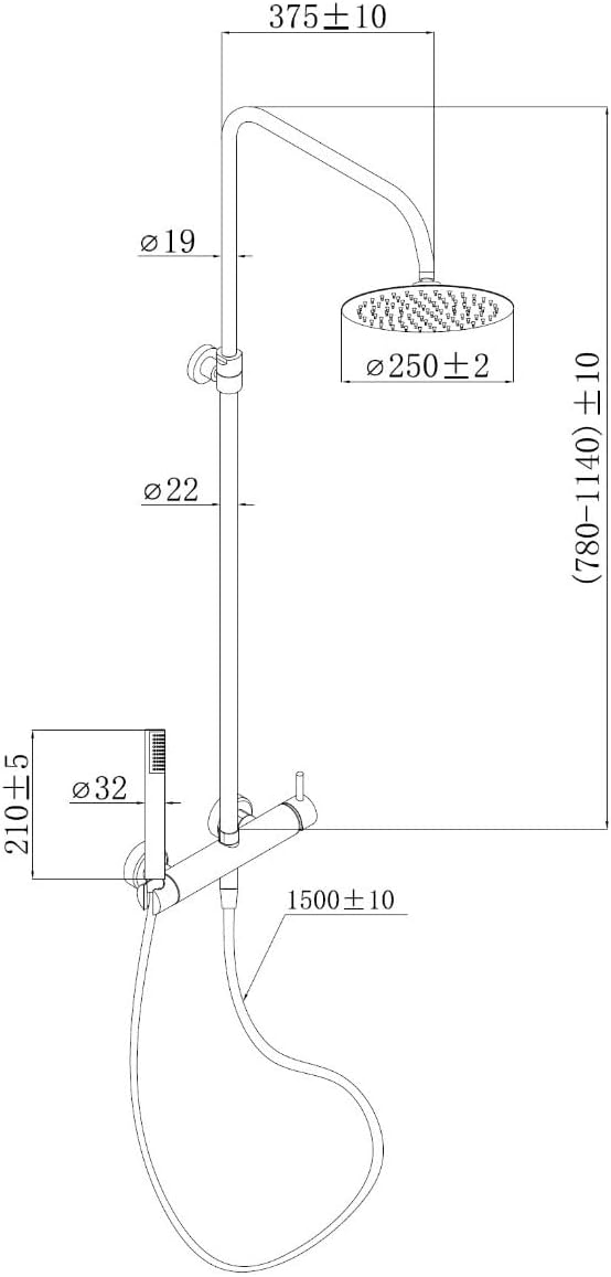 Rode Gietijzeren Douche Set – Douchekraan – Douchethermostaat – Handdouche – Hoofddouche – Duurzaam Gietijzer – Thermostatische Temperatuurregeling