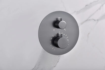 Thermostatische Douche Set – Douchekraan – Regendouche – Handdouche – Douche Thermostaat – Zwarte Gun Metal – Thermostaat met 2-weg Omschakeling – Ø 25 cm Regendouche