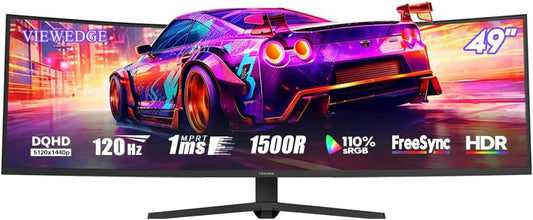 Viewedge 49" FHD Curved Gaming Monitor - PC VA Monitor 5120x1440 1500R, 120Hz / 0.5ms (GtG, Min.), Adaptive-Sync - DP, HDMI