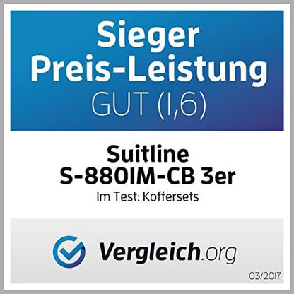 Suitline Kofferset 3 delig ABS harde schaal handbagage 55 cm middel 66 cm groot 76 cm uitbreidbaar met TSA slot 4 dubbele wielen telescopische handgreep, Bourgondië