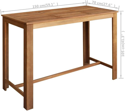 Bartafel – Bartafelset – Keukentafel – Sta-Tafel – Bistrotafel – Massief Acaciahout – 150x70x105 cm – Olieafwerking