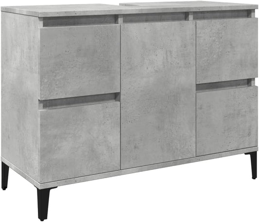 vidaXL Washbasin cabinet 80x33x60 cm carved wood concrete grey