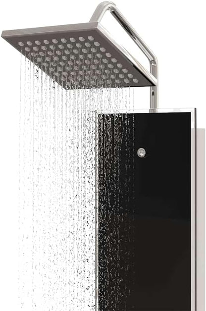 Douchepaneel – Douchezuil – Douchesysteem – Douchekolom – Regendouche – Roestvrij Staal & Gehard Glas – Zwart 18x45,5x130 cm