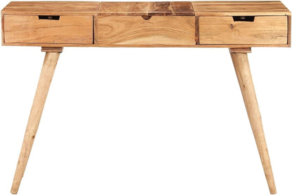 Gecheer Make-uptafel met spiegel, kaptafel met spiegel, kaptafel commode, kaptafel, make-upspiegel, voor make-up, 112 x 45 x 76 cm, acacia massief hout - QUORE