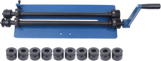 Round Bending Machine, Can Bending Machine, Sickening Machine, Round Bending Machine, 460 mm, Hand Tube Bender, 2 Rollers, Manual Tube Bending Machine, with 3 Round Bead Sets and 3 Step Sets - QUORE