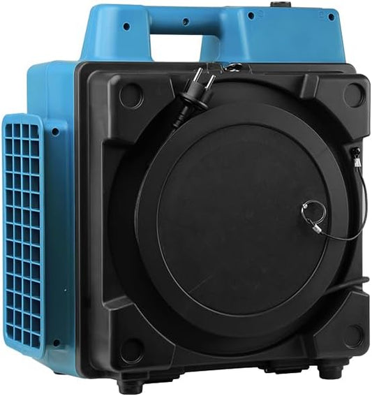XPOWER X-2480 Air Mover Sealed Motor Low Profile Carpet Dryer - Air Blower Build-in GFCI Power Outlets & Hour Meter Dryer Floor Fan