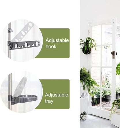 Uitbreidbare plantenstandaard – Plantenhouder – Plantenrek – Bloemenrek – Bloemendisplayrek – Zonder boren, vloer-tot-plafond klembevestiging – Verstelbaar in hoogte 175-290 cm, 12 trays, 2 armen en 1 hangstang