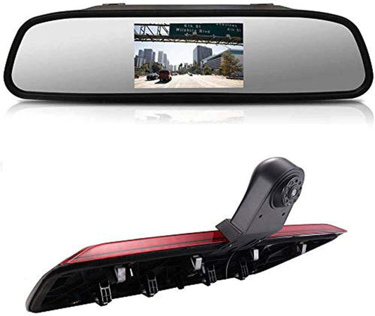 HD derde dak remlicht achteruitrijcamera dakcamera parkeerhulp + 4,3 inch LCD achteruitkijkspiegel transporter voor derde 3 van remlicht Van Brake Light