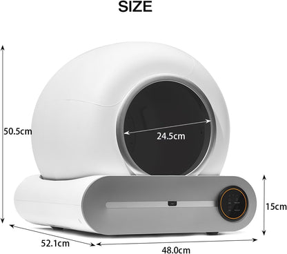Zelfreinigende kattentoilet, automatische kattenbak met app-bediening, zelfreinigend, slimme gezondheidsmonitor/ionische deodorisator (lichtwit)