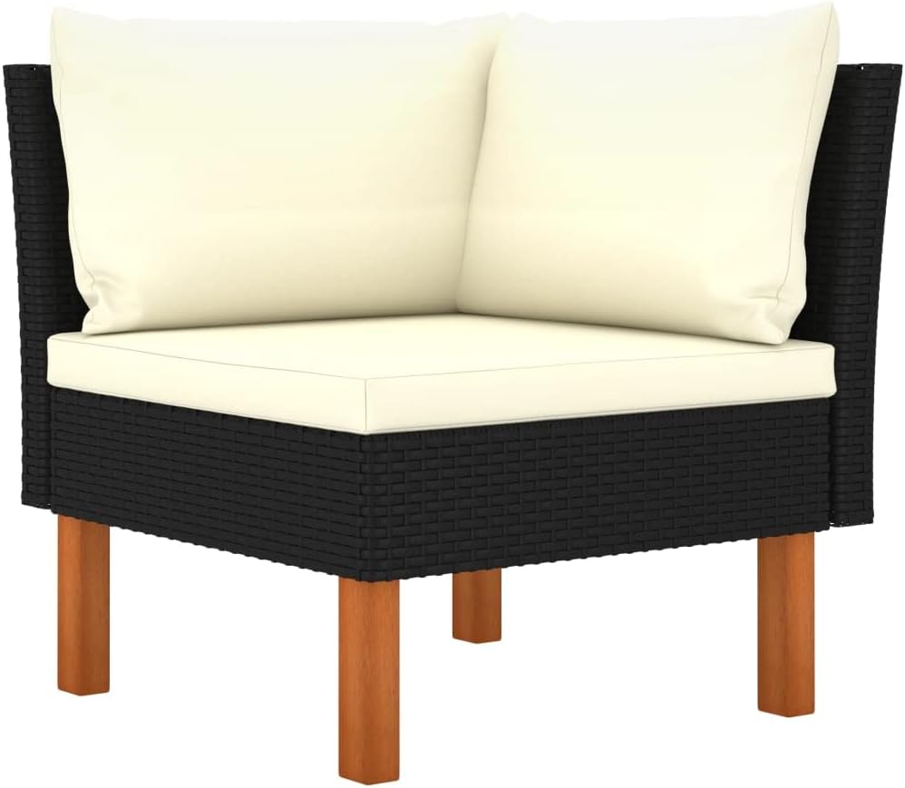 vidaXL 3-piece Lounge set poly rattan and solid eucalyptus wood - QUORE