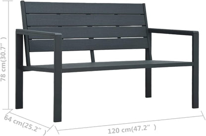 vidaXL Garden Bench Wood-look HDPE Grey Garden Bench Garden Benches Outdoor Bench Bench - QUORE