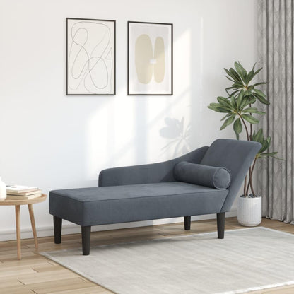 Chaise Longue – Lounge Sofa – Sofa – Fauteuil – Loungeset – Donkergrijs – Fluwelen Bekleding – Compact Formaat