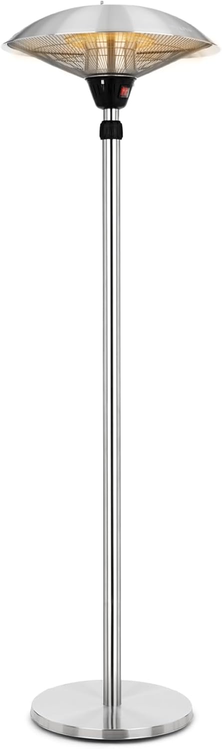 blumfeldt Heat Guard - Heater Heater, Patio Heater, IP44, 3 Levels: 900, 1200 and 2100 W, Height Adjustable, Weatherproof, Aluminium Standard, 1.8 m Cable, Silver - QUORE