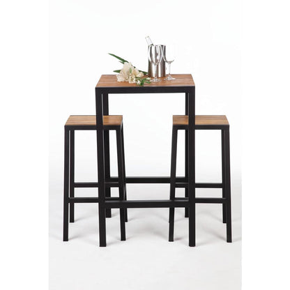 Bolero Vierkant Staal en Acacia Bar Tafel 600mm, DS155