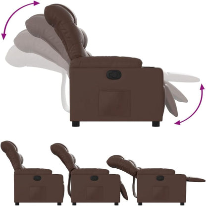 Verstelbare Fauteuil – Relaxstoel – Tv Stoel – Loungestoel – Relax Fauteuil – Kunstleer Bruin – 135 Graden Verstelbaar – Inclusief Bekerhouders