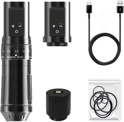 WARRIOR Draadloze tattoo-pen, tattoo-machine met accu, 1600 mAh, voor naalden voor tattoo-patronen, diameter handvat 34 mm