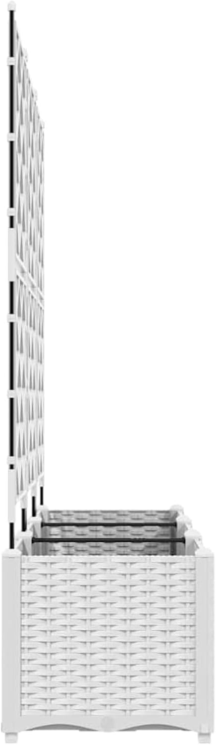 Gecheer Trellis 42002908 Tuinplantenbak, 3 stuks, wit, 120 x 40 x 143 cm, bloembak, bloembak, bloempot, voor balkon, tuin, terras, bloemen - QUORE
