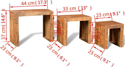 Mango wood matching tables in antique look (set of 3) side table