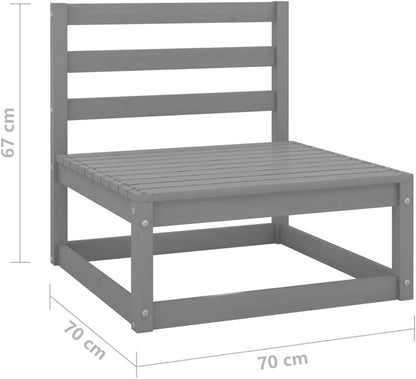 Lounge tuinmeubelset balkon meubelen set tuinlounge set 2-dlg. Tuin Loungeset Grijs grenen massief hout - QUORE