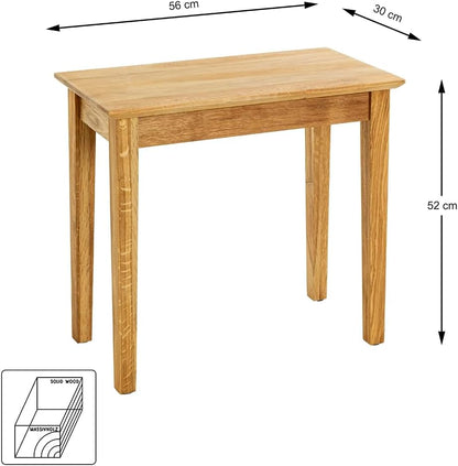 HAKU Bijzettafel eiken, Massief hout - Maat: B 56 cm x H 52 cm x D 30 cm, Stijl: Traditioneel