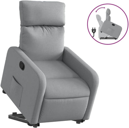 Relaxstoel Met Opstahulp – Tv-Stoel – Ligstoel – Enkelvoudige Relaxstoel – Verstelbare Stoel – Elektrische Opstahulp – Handmatig Kantelsysteem – Lichtgrijze Polyester Stof