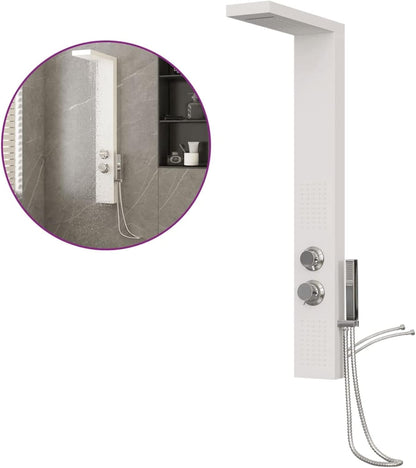 Douchepaneel – Douchepaneelsysteem – Regendouche – Complete Douche Set – Aluminium Witte Douche – 4 Modi Met Massagejets – Anti-Kalk Silicone Nozzles