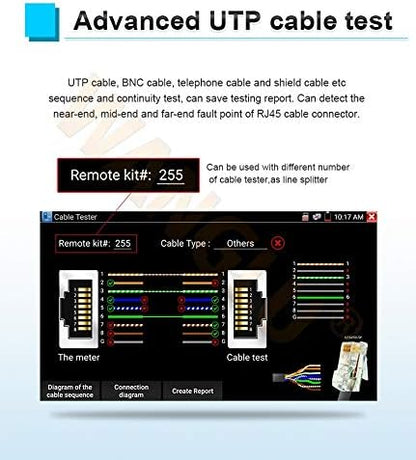 Videobewakingstester – Cameratester – CCTV-Monitor – IP-Cameratester – Videomonitor – 5 Inch IPS-Touchscreen – 4K H.265, HDMI, PoE, WiFi en Kabeltracker