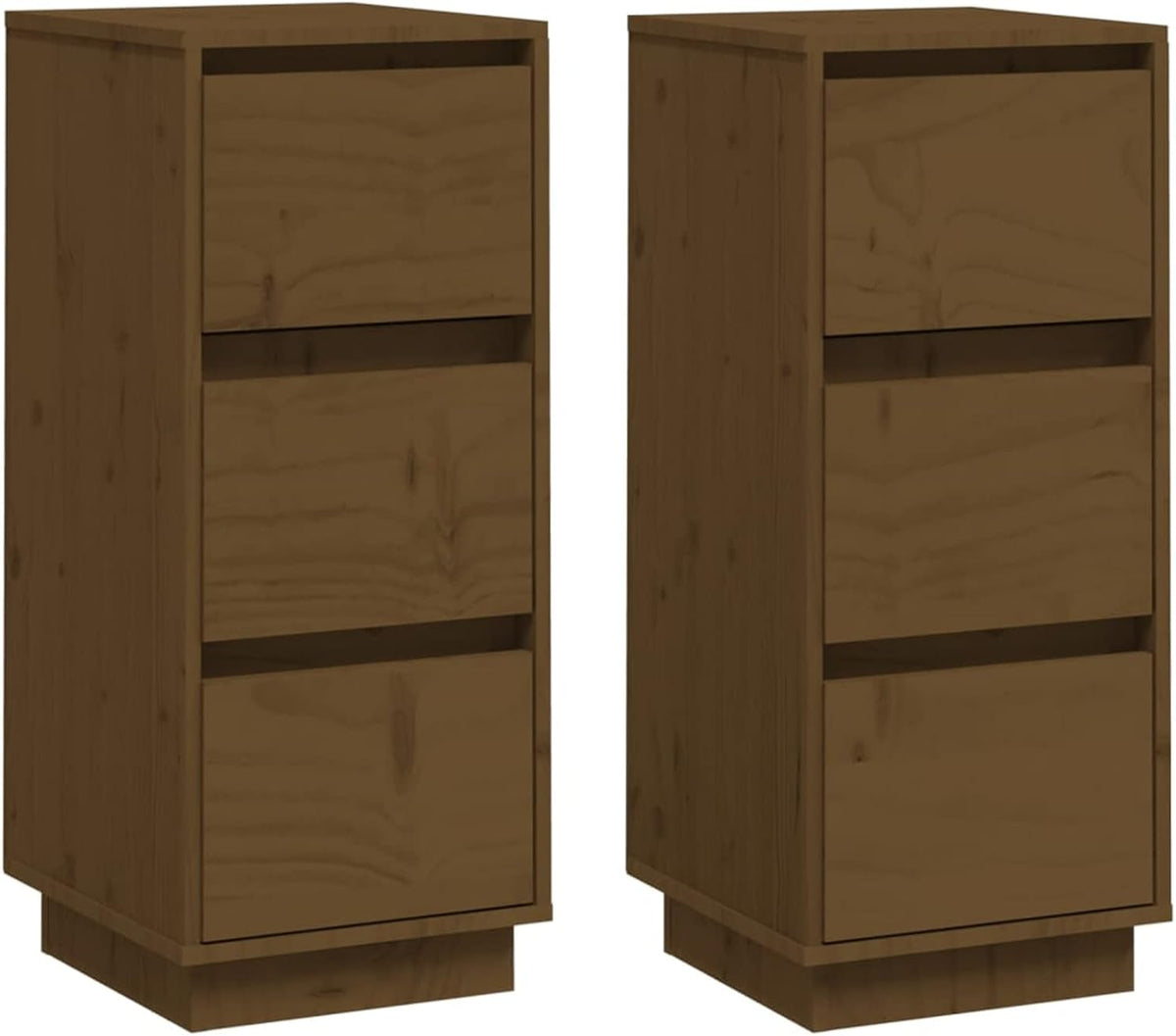 Sideboards 2 PC. Sideboard Bedroom Living Room Cabinets Living Room Oblique Honey Brown 32x34x75cm Solid Wood Pine - QUORE