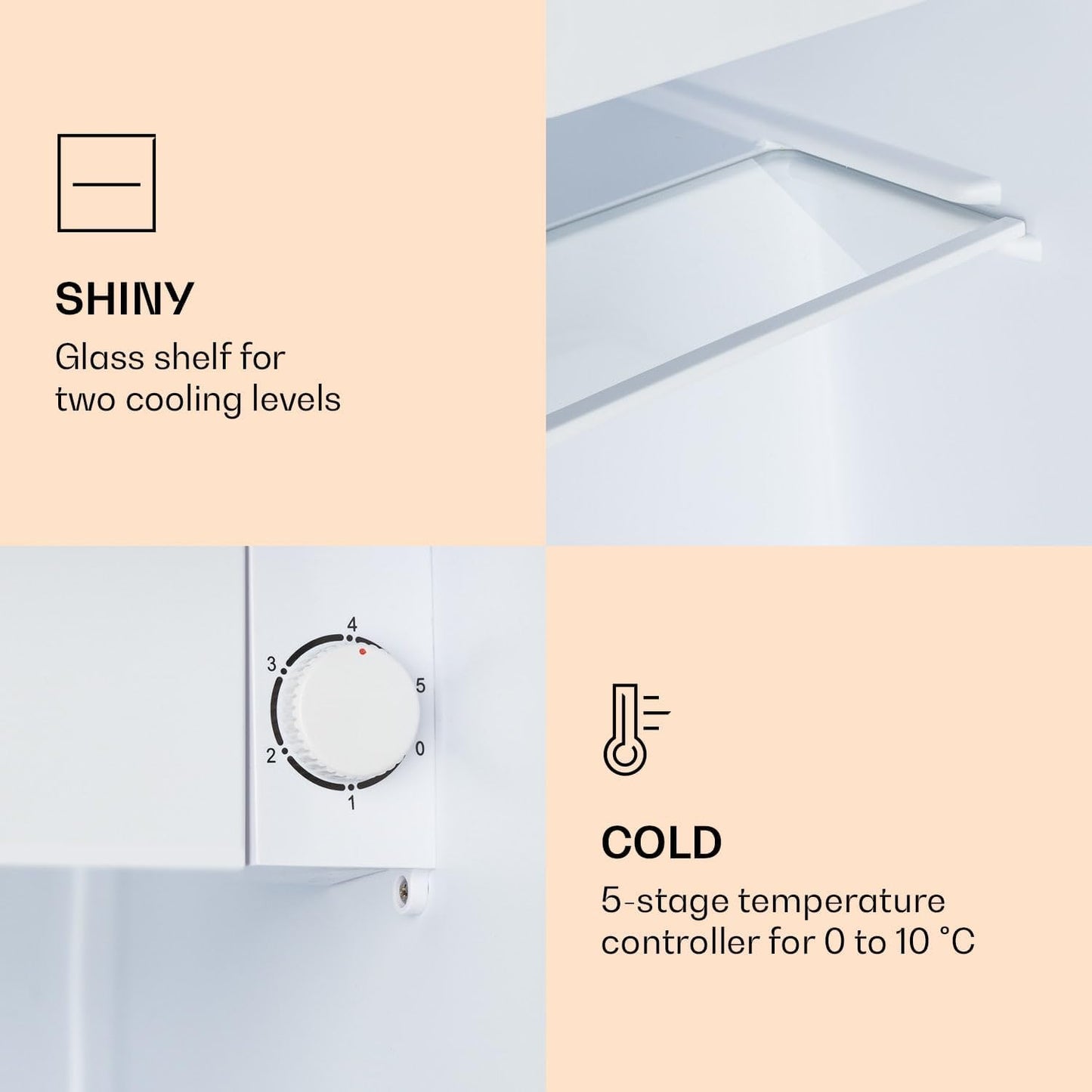Klarstein CoolArt koel-vriescombinatie - koelkast met 2 koelniveaus, design-front, thermostaat met 5 standen, 0 tot 10 °C, inhoud: 45 liter, motief: pastel
