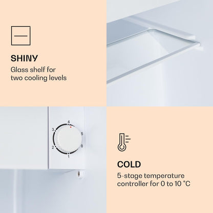 Klarstein CoolArt koel-vriescombinatie - koelkast met 2 koelniveaus, design-front, thermostaat met 5 standen, 0 tot 10 °C, inhoud: 45 liter, motief: pastel