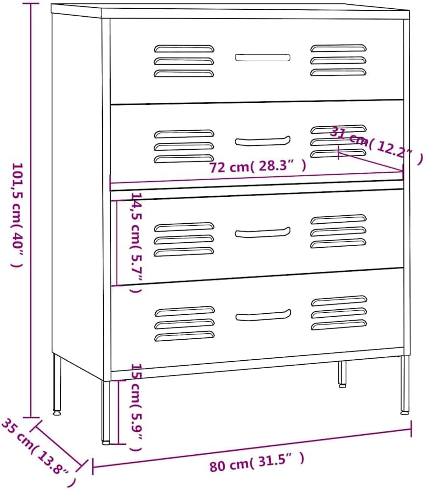 vidaXL Chest of drawers 80x35x101.6 cm steel mint coloured, chest of drawers, drawer cabinet, side cupboards, drawer cabinets, side cabinets, cupboards, cupboards, cupboards, cupboards