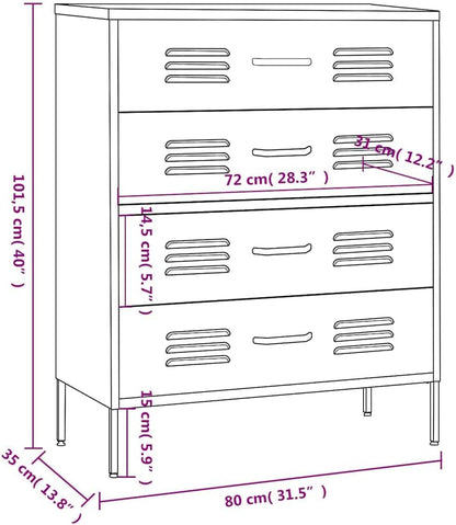 vidaXL Chest of drawers 80x35x101.6 cm steel mint coloured, chest of drawers, drawer cabinet, side cupboards, drawer cabinets, side cabinets, cupboards, cupboards, cupboards, cupboards