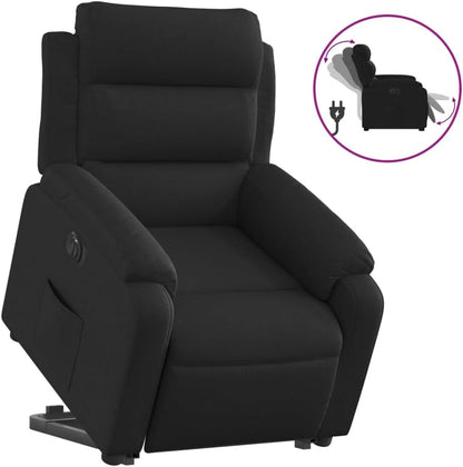 Relaxstoel met opstahulp – Elektrische relaxstoel – Tv-stoel – Ligstoel – Elektrische fauteuil – Zwarte stof – Kantelfunctie tot 135 graden – Comfortabele elektrische ligfunctie