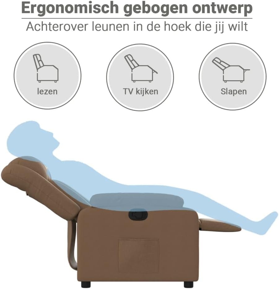 Fauteuil Verstelbaar – Relaxfauteuil – Relaxstoel – Armstoel – Leunstoel – Verstelbare Rugleuning Tot 135 Graden – Stevig Hout Metaal Frame