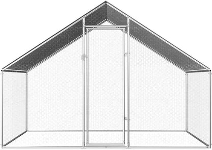 vidaXL Chicken Coop Poultry Animal Hens Chicken Coop Stay Cage Chicken Enclosure Chicken Coops Pet Animal Chicken Cage Galvanized Steel - QUORE