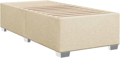 Bedframe – Bed – Bedframe Structuur – Bedbodem – Slaapmeubel – Crème Kleur – 80 x 200 cm – Ademend Polyester – Stevige Lattenbodem