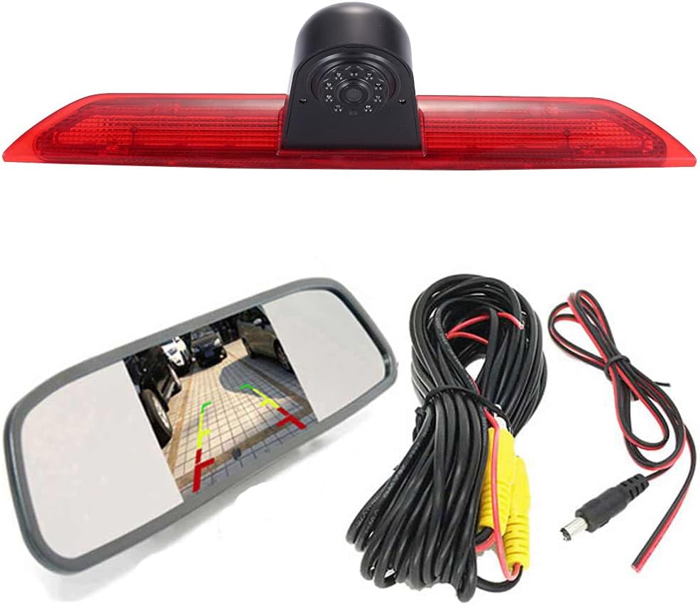 HD Transporter parkeerhulp remlicht achteruitrijcamera met hoek instelbaar, vervanging voor Ford Transit Tourneo Custom Jumbo Box V363 F150 F250 F350 V636 MK8/V362 (achteruitrijcamera + 4,3 inch