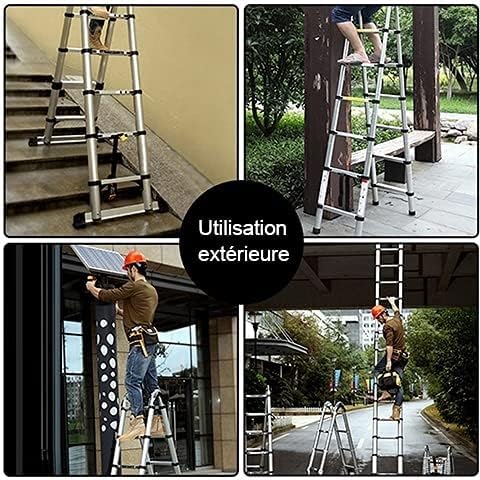 Nictemaw 5M Scala Telescopica in Alluminio Scala Retrattile pieghevole, capaciteit 150 kg (2,5 m + 2,5 m)