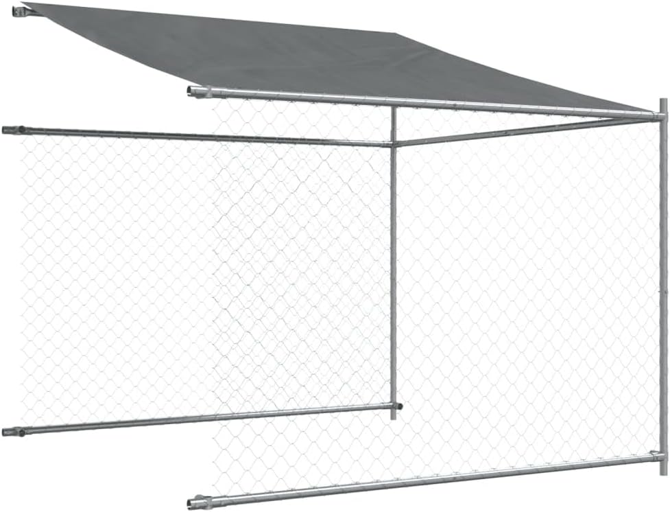 Dog Cage with Roof and Door grey 8x2x2m galvanized steel, Walk In Chicken Coop Galvanized Chicken Coop, Chicken Coop, Chicken Coop, Chicken Coop, Cage, Rabbit Hutch, Pet Box, Backyard