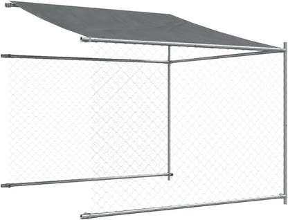 Dog Cage with Roof and Door, Grey, 12x2x2 m, Galvanized Steel, Walk-In Chicken Coop, Galvanized Chicken Coop, Chicken Coop, Chicken Coop, Backyard