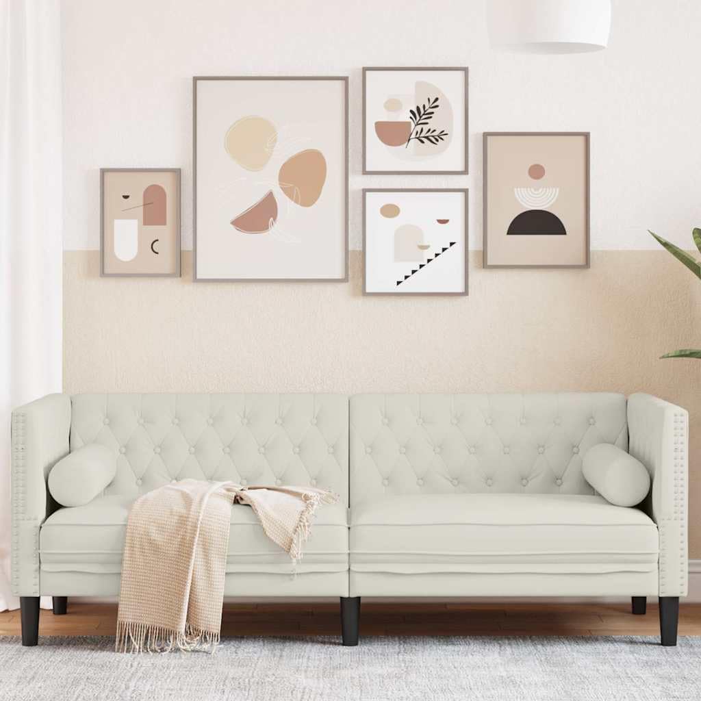 vidaXL Chesterfield Style 3 Seater Sofa with Bolsters Velvet Cream Color 3 Seater Sofa 3 Seater Sofa 3 Seater Sofa 3 Seater Sofa 3 Seater Sofa - QUORE