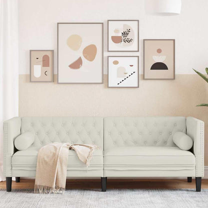 vidaXL Chesterfield Style 3 Seater Sofa with Bolsters Velvet Cream Color 3 Seater Sofa 3 Seater Sofa 3 Seater Sofa 3 Seater Sofa 3 Seater Sofa - QUORE