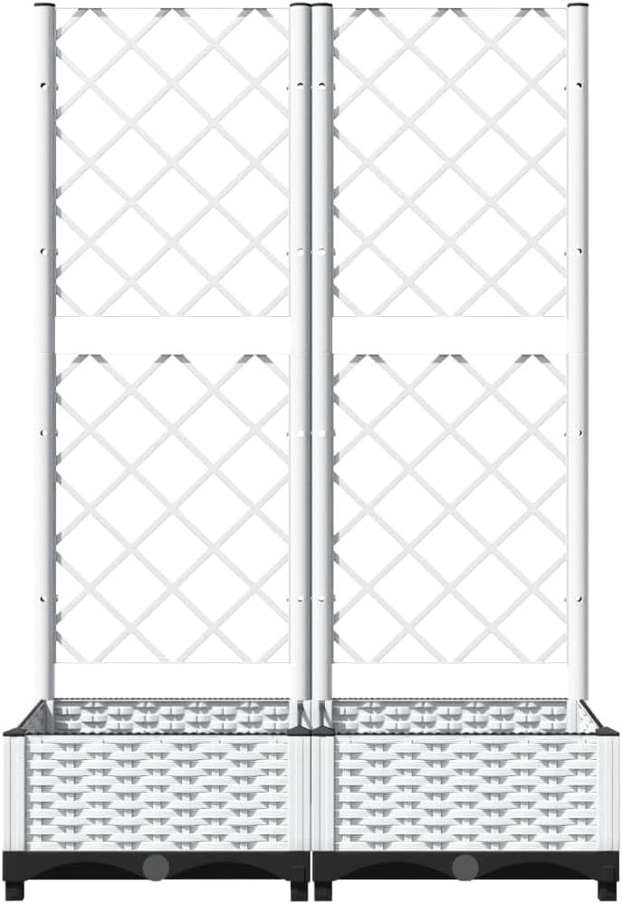 Gecheer Garden Box with Trellis White 80x40x121.5cm PP - QUORE